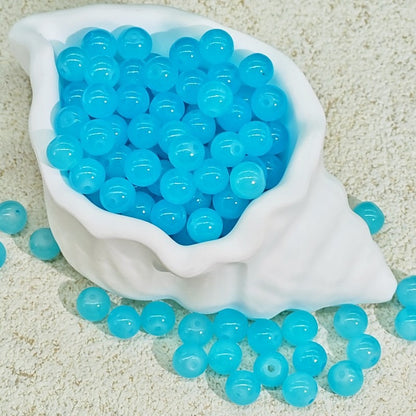 TK188 20Pcs Blue Tone Round Glass Beads(6/7/8/10mm Light Dark Blue), Aesthetic Loose Beads for DIY Bracelets Necklaces Earrings Handmade Jewelry Craft Supplies | 1 Listing Contains 20 Beads, Photos Are For Display Only