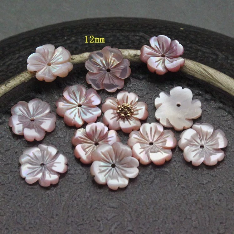X2430 8/10/12/15 Pure natural shell carved peach blossom DIY bracelet, necklace, ancient-style earrings, brooches. Materials package, accessories