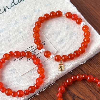 TK99 10pcs  natural stone red agate red 4/6mm through-hole drop beads for handmade string necklaces, bracelets, DIY accessories, material