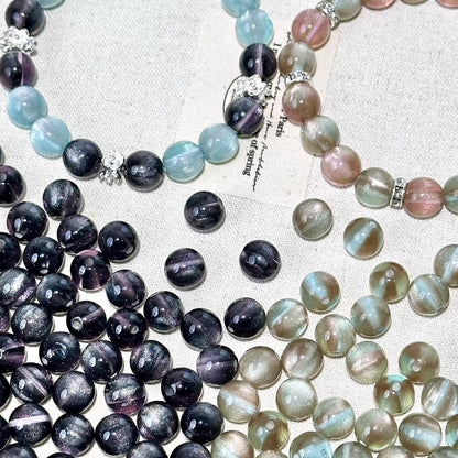 TK18 10Pcs 10mm Cat Eye Gradient Multicolor Round Acrylic Beads, DIY Handmade Bracelet Necklace Jewelry Making Accessories