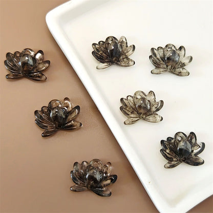 TK43 2pcs New Chinese resin imitation jade lotus double-about three DIY handmade necklace white jade jewelry pendant accessory