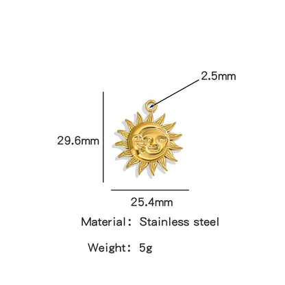 X2011  Stainless Steel Sun &amp; Flower Charms, Gold/Silver Plated Pendants for DIY Jewelry Making
