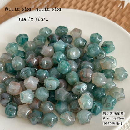 TK100 5Pcs 13mm Gradient Textured Acrylic Star Beads DIY Bracelet Phone Chain Jewelry Accessories
