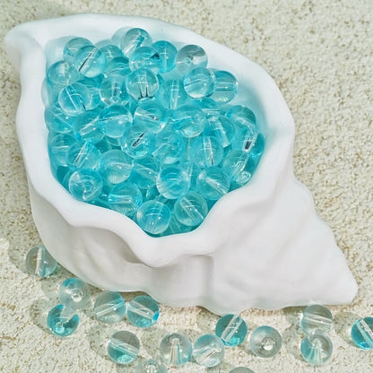 TK188 20Pcs Blue Tone Round Glass Beads(6/7/8/10mm Light Dark Blue), Aesthetic Loose Beads for DIY Bracelets Necklaces Earrings Handmade Jewelry Craft Supplies | 1 Listing Contains 20 Beads, Photos Are For Display Only