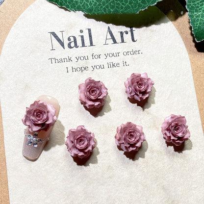 X2645 10Pcs 3D True‑Love Rose Solid Color Resin Soft Rubber Flowers, DIY Craft Materials for Ancient‑Style Hairpin, Hair Clip, Bracelet, Necklace, Earring & Nail Art Accessories