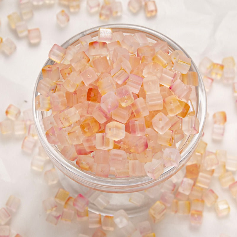 TK187 About 50pcs 7mm square sugar crystal clear glass beads, transparent matte beads, handcrafted DIY jewelry, handcrafted bracelet, necklace, earrings, accessory materials
