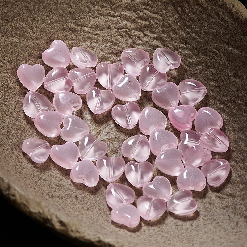TK184 1 listing contains 10 beads 14mm Straight Hole Heart Shaped Glass Beads Y2K Aesthetic Loose Heart Beads, DIY Jewelry Making Supplies for Bracelets, Phone Charms, Keychains & Handmade Decor Accessories