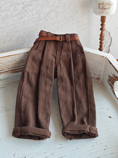 BJD592 30 Days Preorder Suitable for OB22, OB24, BJD, Blythe, Azone Doll | Vintage Washed Linen Rolled Edge Casual Pants & Long Sleeve T-shirt, Classic Outfit, Worldwide Shipping