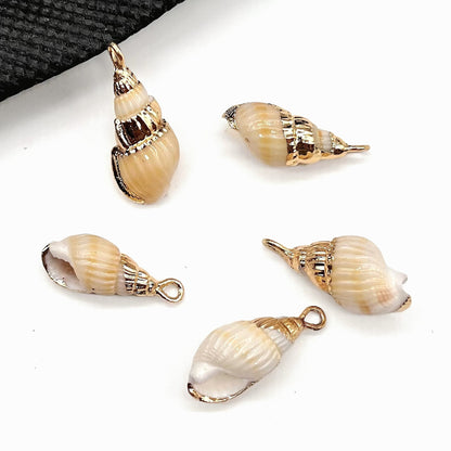 X2293 Natural sea shell with gold-gilded edges pendant for DIY handmade bracelet, necklace, earrings or other decorative accessories. Material: Natural sea shell