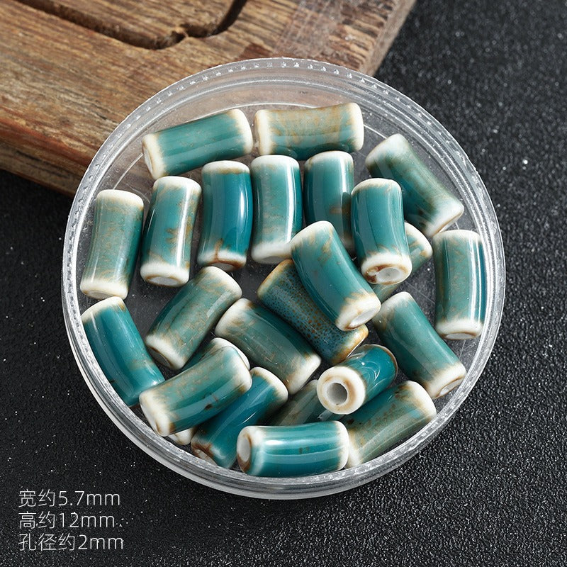 TK172 5Pcs Each pack contains 5 ceramic beads. Colorful High-Temperature Ceramic Bamboo Joint Tube Pearl Beads DIY Handmade Bracelet Necklace Earrings Jewelry Making Accessories Craft Supplies