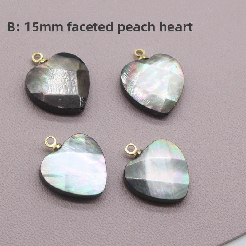 X2423 14K Gold Copper Plated Square & Heart Black Bezel Cut Pendant Charms, DIY Handmade Bracelet Necklace Earring Jewelry Making Accessories