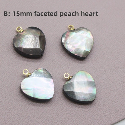 X2423 14K Gold Copper Plated Square & Heart Black Bezel Cut Pendant Charms, DIY Handmade Bracelet Necklace Earring Jewelry Making Accessories