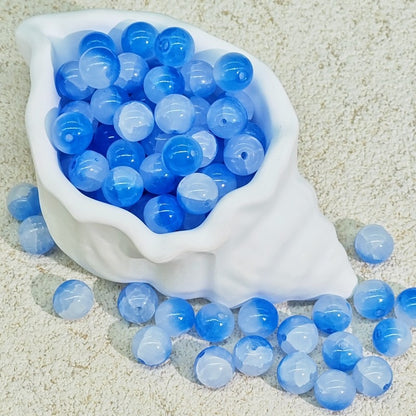 TK188 20Pcs Blue Tone Round Glass Beads(6/7/8/10mm Light Dark Blue), Aesthetic Loose Beads for DIY Bracelets Necklaces Earrings Handmade Jewelry Craft Supplies | 1 Listing Contains 20 Beads, Photos Are For Display Only