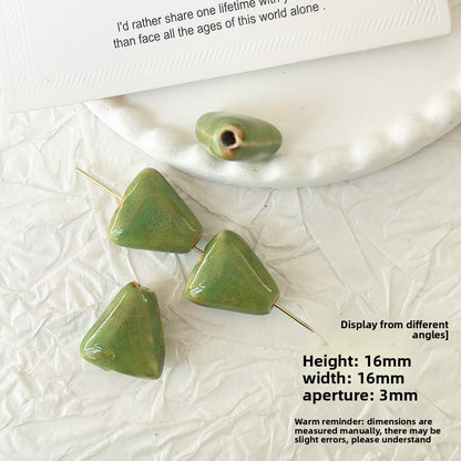 X2298 2Pcs Green Ceramic Beads, Cube Star Rose Butterfly Pumpkin Shell Heart & Round Shapes, Irregular Straight Hole Spacer Beads for DIY Bracelet Necklace Jewelry Making