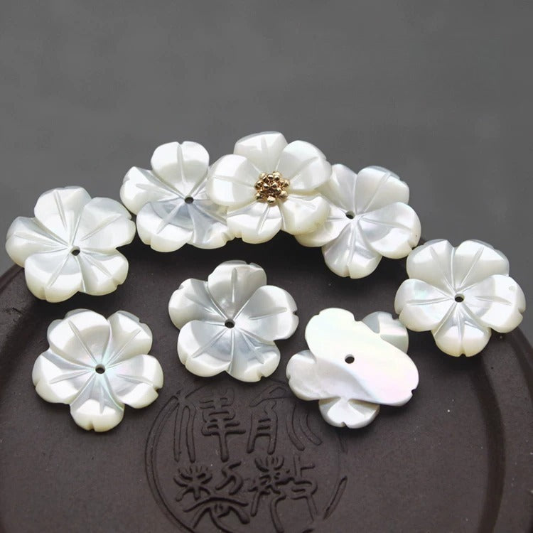 X2430 8/10/12/15 Pure natural shell carved peach blossom DIY bracelet, necklace, ancient-style earrings, brooches. Materials package, accessories