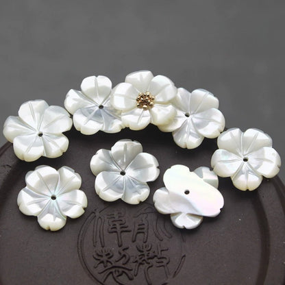 X2430 8/10/12/15 Pure natural shell carved peach blossom DIY bracelet, necklace, ancient-style earrings, brooches. Materials package, accessories