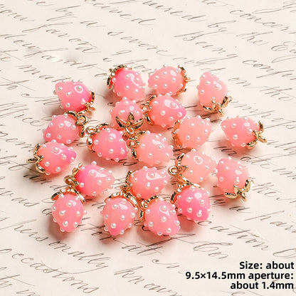 X2442 Cute Rhinestone Pearl 3D Strawberry Pendants, Large & Medium Size, DIY Handmade Accessories for Bracelets, Necklaces, Earrings & Phone Charms