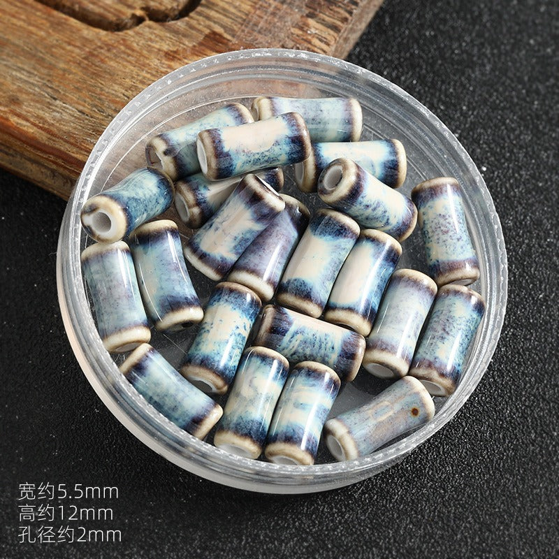 TK172 5Pcs Each pack contains 5 ceramic beads. Colorful High-Temperature Ceramic Bamboo Joint Tube Pearl Beads DIY Handmade Bracelet Necklace Earrings Jewelry Making Accessories Craft Supplies