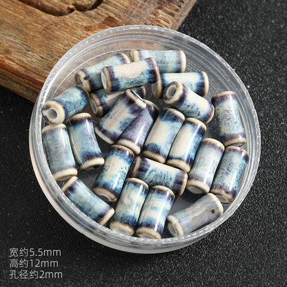 TK172 5Pcs Each pack contains 5 ceramic beads. Colorful High-Temperature Ceramic Bamboo Joint Tube Pearl Beads DIY Handmade Bracelet Necklace Earrings Jewelry Making Accessories Craft Supplies