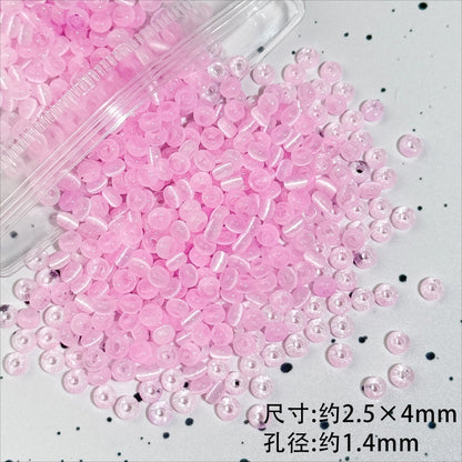 TK86 Approx 10g Rainbow Donut Shaped High Quality Wire Cut Cat Eye Glass Beads & Pearl Beads, DIY Handmade Bracelet Jewelry Making Accessories