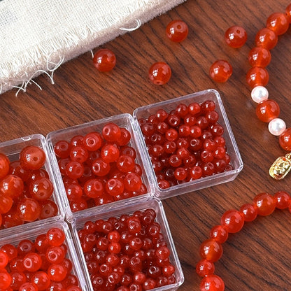 TK99 10pcs  natural stone red agate red 4/6mm through-hole drop beads for handmade string necklaces, bracelets, DIY accessories, material