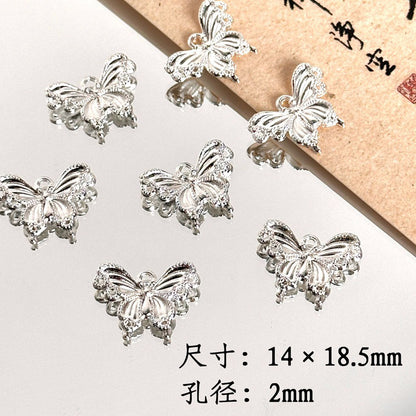 TK87 2Pcs Bright Silver Alloy Butterfly Pendant & Spacer Beads, DIY Handmade Bracelet Necklace Jewelry Making Accessories