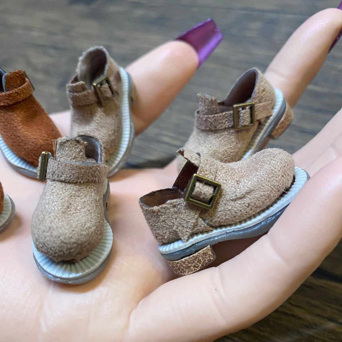 BJD621 20 Days Pre‑order  Handmade Clay Doll Shoes for OB22 OB24 BJD Blythe Azone, Suede Upper Slip-On Birken Style Shoes with Insoles, Customizable, Worldwide Shipping