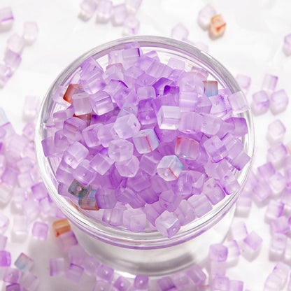 TK187 About 50pcs 7mm square sugar crystal clear glass beads, transparent matte beads, handcrafted DIY jewelry, handcrafted bracelet, necklace, earrings, accessory materials