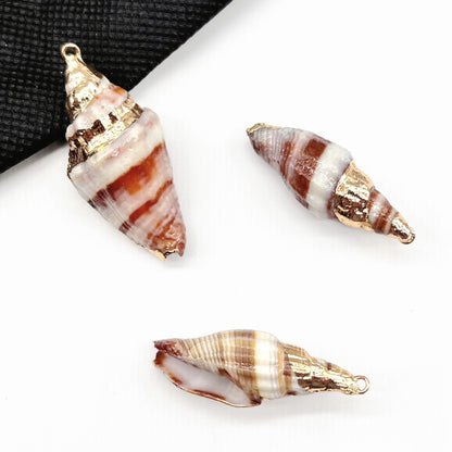 X2293 Natural sea shell with gold-gilded edges pendant for DIY handmade bracelet, necklace, earrings or other decorative accessories. Material: Natural sea shell