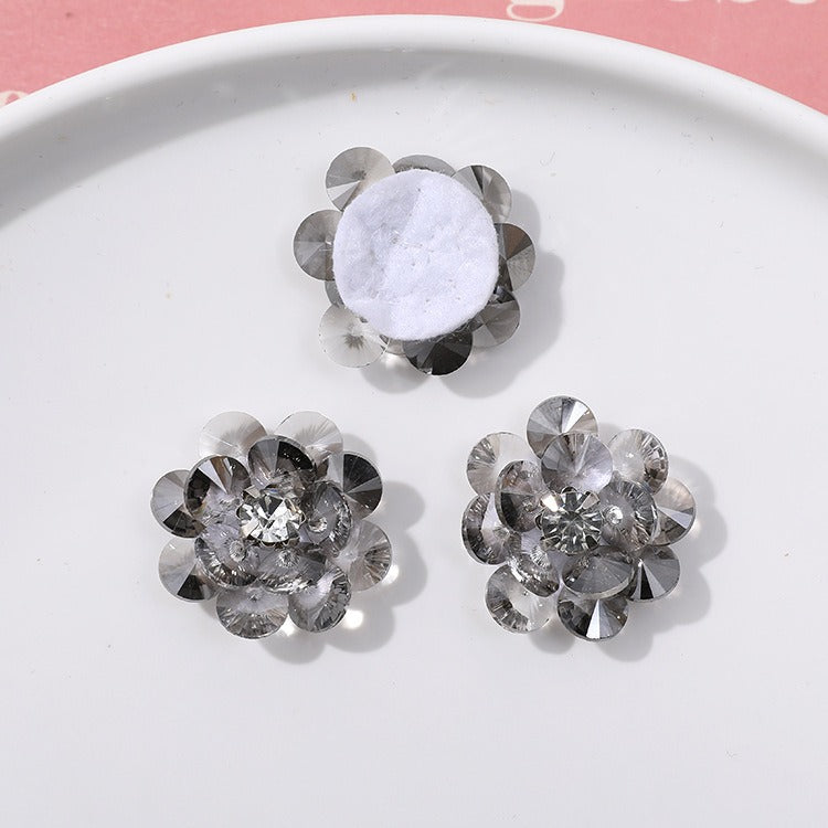 X2323 Double Layer Shiny Rhinestone Flower Charms Multi Color DIY Base for Earrings Rings Brooch Craft Supplies Bulk Wholesale