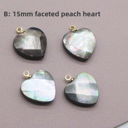 X2423 14K Gold Copper Plated Square & Heart Black Bezel Cut Pendant Charms, DIY Handmade Bracelet Necklace Earring Jewelry Making Accessories