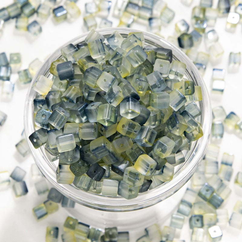 TK187 About 50pcs 7mm square sugar crystal clear glass beads, transparent matte beads, handcrafted DIY jewelry, handcrafted bracelet, necklace, earrings, accessory materials