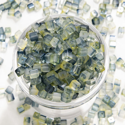 TK187 About 50pcs 7mm square sugar crystal clear glass beads, transparent matte beads, handcrafted DIY jewelry, handcrafted bracelet, necklace, earrings, accessory materials