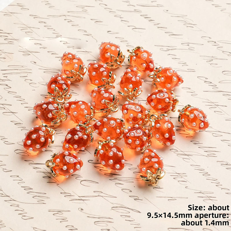 X2442 Cute Rhinestone Pearl 3D Strawberry Pendants, Large & Medium Size, DIY Handmade Accessories for Bracelets, Necklaces, Earrings & Phone Charms