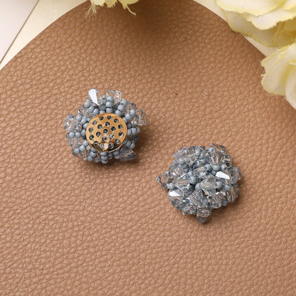 X2321 1 pair Various color blue, pink and red glass beads are woven into beaded flowers as the base for pendant earrings, rings and other accessories. These are DIY handmade items.