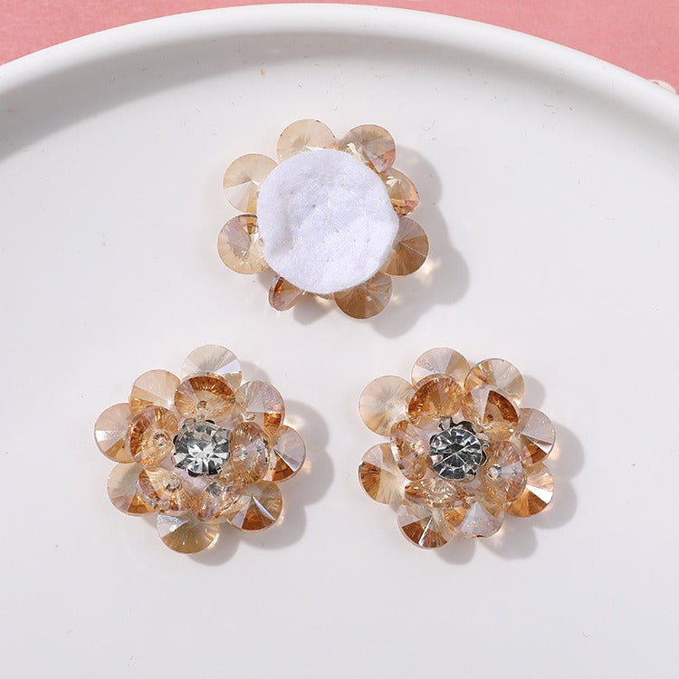 X2323 Double Layer Shiny Rhinestone Flower Charms Multi Color DIY Base for Earrings Rings Brooch Craft Supplies Bulk Wholesale