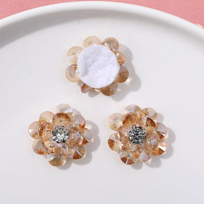 X2323 Double Layer Shiny Rhinestone Flower Charms Multi Color DIY Base for Earrings Rings Brooch Craft Supplies Bulk Wholesale