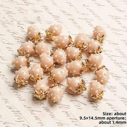 X2442 Cute Rhinestone Pearl 3D Strawberry Pendants, Large & Medium Size, DIY Handmade Accessories for Bracelets, Necklaces, Earrings & Phone Charms