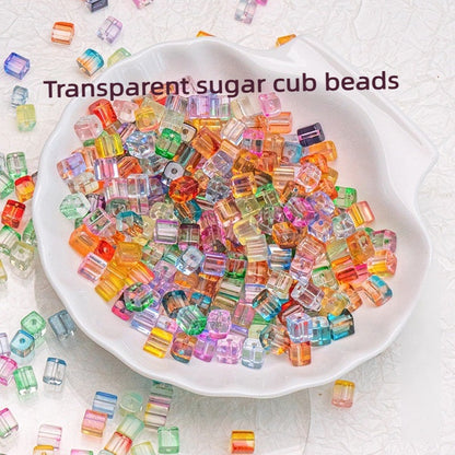 TK187 About 50pcs 7mm square sugar crystal clear glass beads, transparent matte beads, handcrafted DIY jewelry, handcrafted bracelet, necklace, earrings, accessory materials