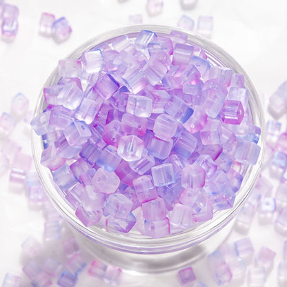 TK187 About 50pcs 7mm square sugar crystal clear glass beads, transparent matte beads, handcrafted DIY jewelry, handcrafted bracelet, necklace, earrings, accessory materials