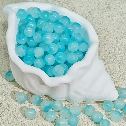 TK188 20Pcs Blue Tone Round Glass Beads(6/7/8/10mm Light Dark Blue), Aesthetic Loose Beads for DIY Bracelets Necklaces Earrings Handmade Jewelry Craft Supplies | 1 Listing Contains 20 Beads, Photos Are For Display Only