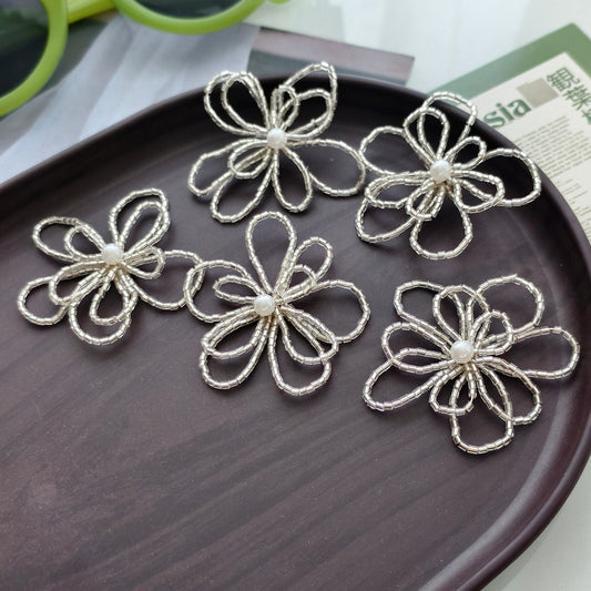 X2421 Handcrafted Hollow Woven 3D Flower Glass Tube Charms, DIY Jewelry Making Supplies for Bracelets, Necklaces, Brooches & Earrings