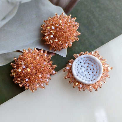 X2413 Hand Wrapped Crystal Glass Beaded Flower Brooch Core, DIY Craft Accessories Materials for Handmade Bracelet Necklace Earring Jewelry Making Supplies