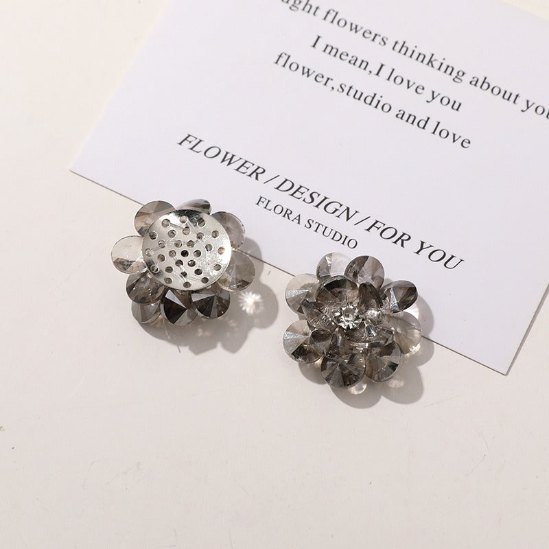 X2323 Double Layer Shiny Rhinestone Flower Charms Multi Color DIY Base for Earrings Rings Brooch Craft Supplies Bulk Wholesale