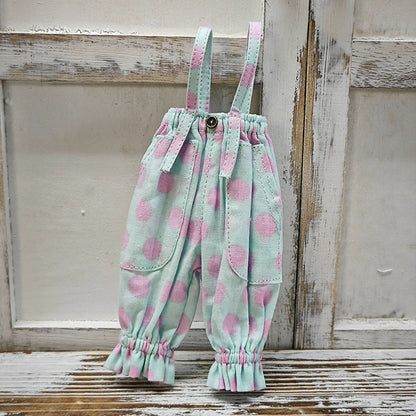 BJD578 30 Days Preorder Suitable for OB22, OB24, BJD, Blythe, Azone doll | Round Polka Dot Overalls, Wide Leg & Cuffed Design, Casual Style, Worldwide Shipping, Custom Order Available