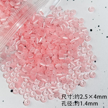 TK86 Approx 10g Rainbow Donut Shaped High Quality Wire Cut Cat Eye Glass Beads & Pearl Beads, DIY Handmade Bracelet Jewelry Making Accessories