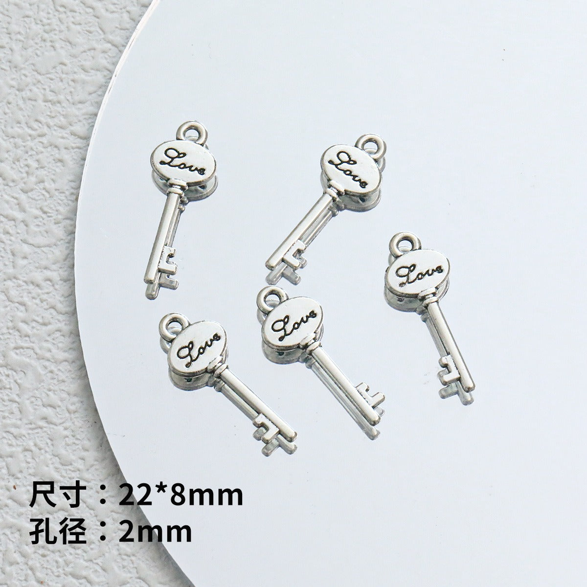 TK103 2Pcs Zinc Alloy Silver Plated Star Letter Heart Key Pendants DIY Handmade Phone Chain Bracelet Accessories