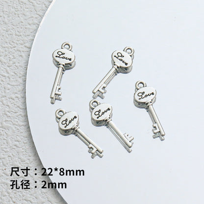 TK103 2Pcs Zinc Alloy Silver Plated Star Letter Heart Key Pendants DIY Handmade Phone Chain Bracelet Accessories