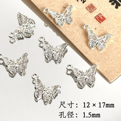 TK87 2Pcs Bright Silver Alloy Butterfly Pendant & Spacer Beads, DIY Handmade Bracelet Necklace Jewelry Making Accessories