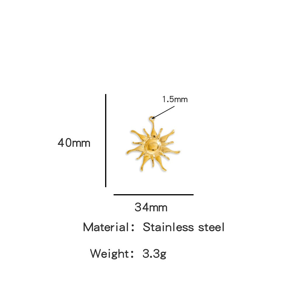 X2011  Stainless Steel Sun &amp; Flower Charms, Gold/Silver Plated Pendants for DIY Jewelry Making
